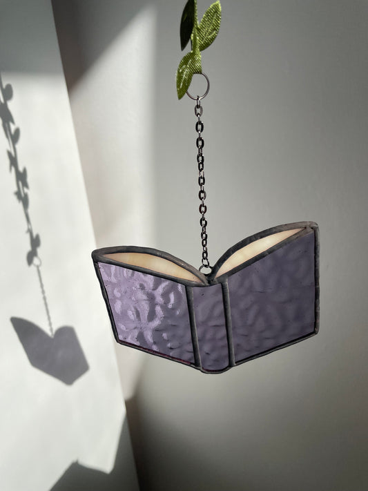 Purple Book Stained Glass Ornament