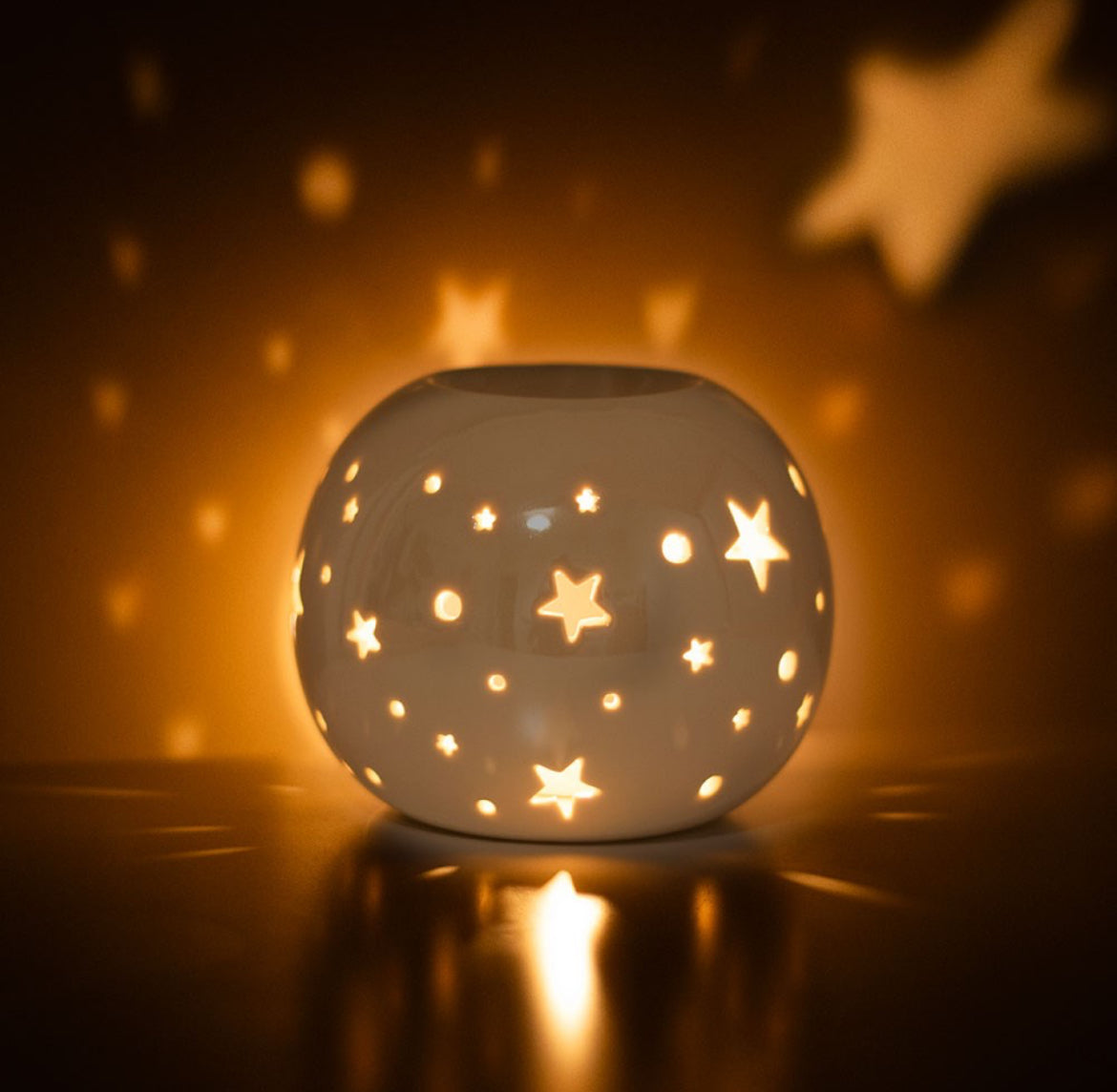 Iridescent Star Wax Burner - White
