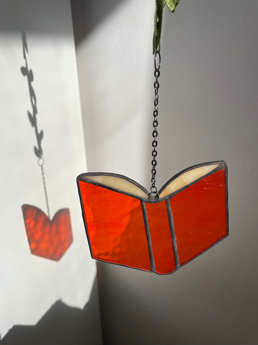 Orange Book Stained Glass Ornament