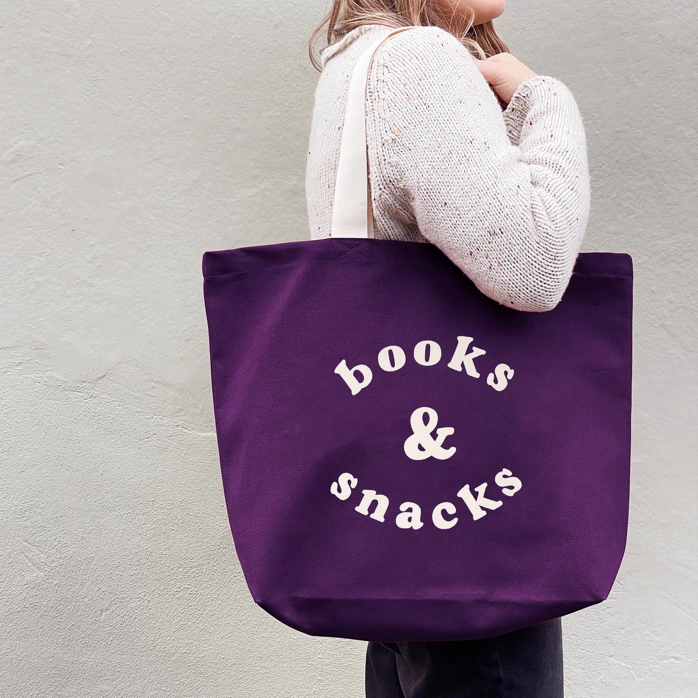 Books & Snacks - Plum Canvas Tote Bag