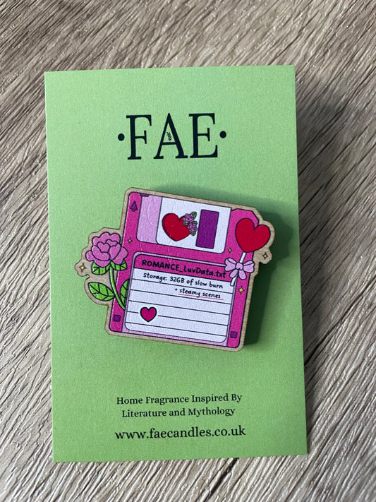 Romance Floppy Disc - Wooden Pin Badge