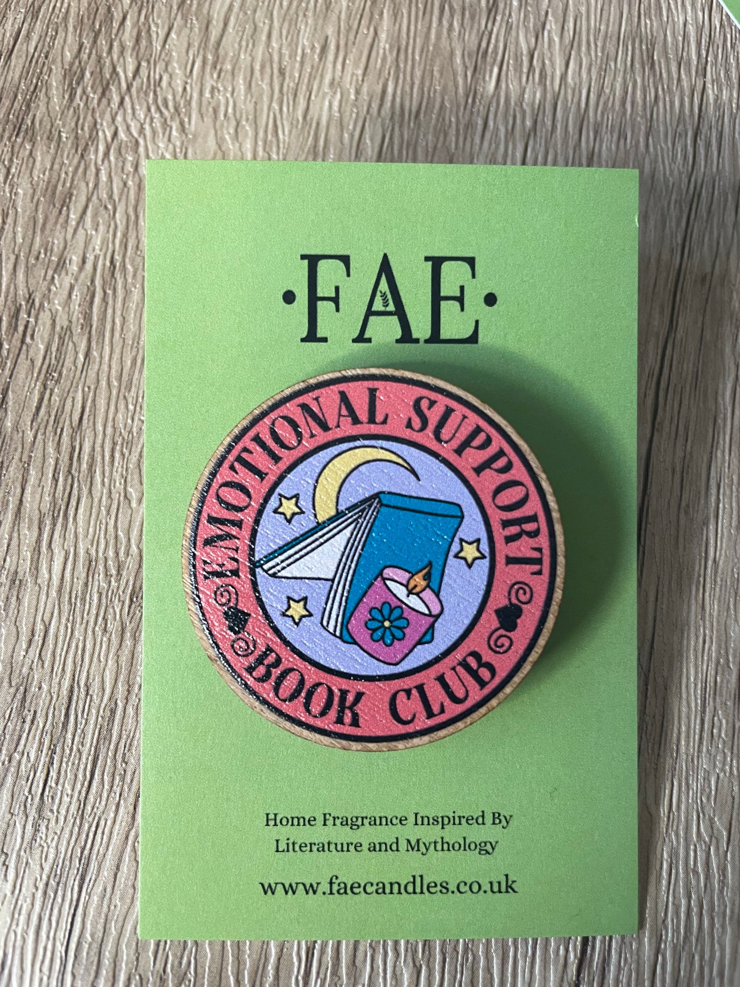 Emotional Support Book Club - Wooden Pin Badge