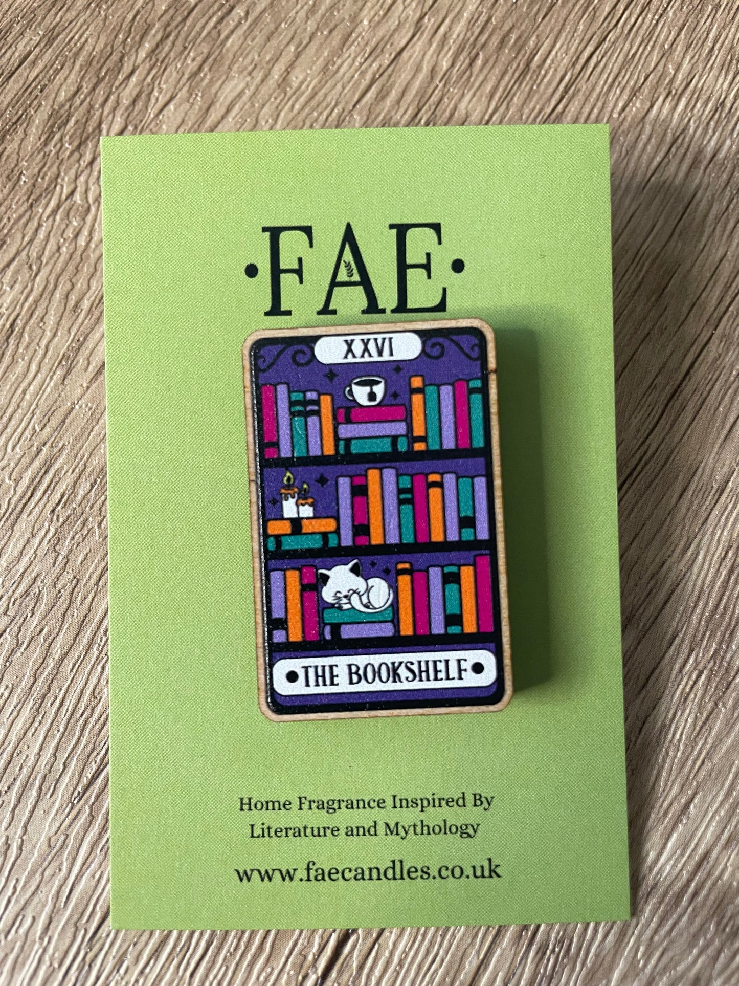 The Bookshelf - Wooden Pin Badge
