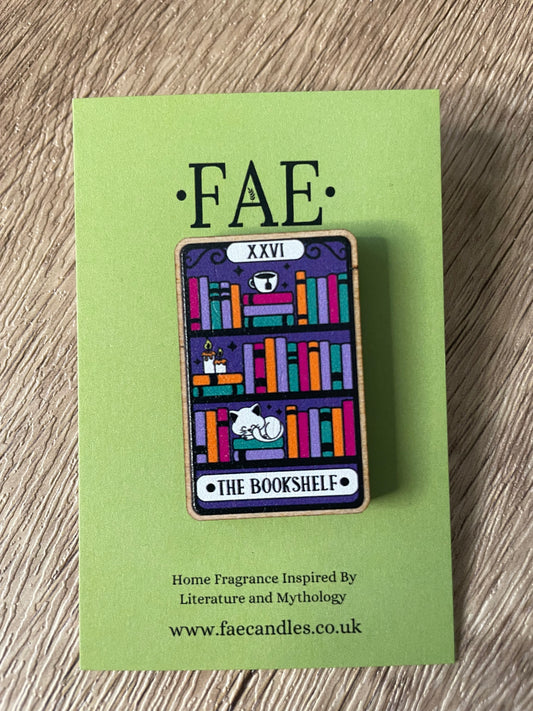 The Bookshelf - Wooden Pin Badge